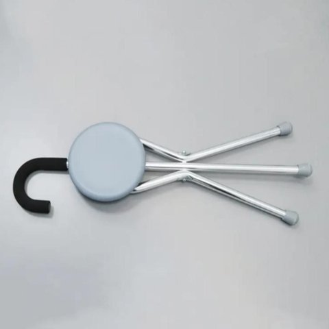 Bengala com Banco Assento em Aluminio Dobravel Bastao Banqueta Banquinho Dobravel para Idosos Fila C