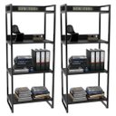Ver imagem 1 de Kit 2 Estante Livreiro Multiuso Prisma Estilo Industrial 60cm 4 Prateleiras C08 Preto Onix -
