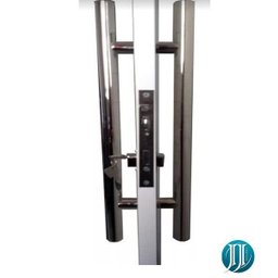 Porta de Alumínio Lambri Duplo 210x100 Preto C/ Puxador Completa - 4