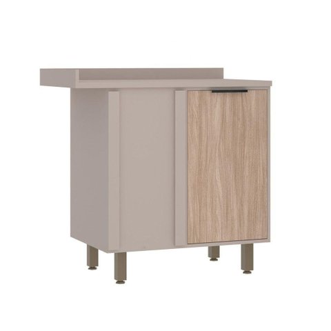 Balcão Canto Reto 95cm 1 Porta com Tampo Stylo Luciane Móveis Cinammon-cumaru