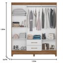 Ver imagem 4 de Guarda Roupa Panamá 153cm 6 Portas Naturale Branco Moval