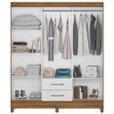 Ver imagem 3 de Guarda Roupa Panamá 153cm 6 Portas Naturale Branco Moval