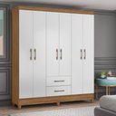Ver imagem 1 de Guarda Roupa Panamá 153cm 6 Portas Naturale Branco Moval