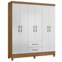 Ver imagem 2 de Guarda Roupa Panamá 153cm 6 Portas Naturale Branco Moval