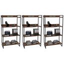 Ver imagem 1 de Kit 3 Estantes Livreiro Multiuso Prisma Estilo Industrial 80cm 4 Prateleiras C08 Nogal - Mpozenato