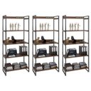 Ver imagem 1 de Kit 3 Estantes Livreiro Multiuso Prisma Estilo Industrial 80cm 5 Prateleiras C08 Nogal - Mpozenato