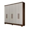 Guarda Roupa Solteiro com Pés 6 Portas 4 Gavetas - Milly-Cacau/Fendi - Móveis Novo Horizonte - 1