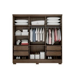 Guarda Roupa Solteiro com Pés 6 Portas 4 Gavetas - Milly-Cacau/Fendi - Móveis Novo Horizonte - 4