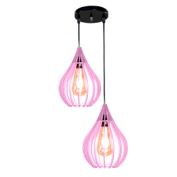 Luminária Teto Lustre pendente balcão cozinha sala duplo:Rosa - 2 Luminária Teto Lustre pendente balcão cozinha sala duplo:Rosa - 2