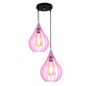 Luminária Teto Lustre pendente balcão cozinha sala duplo:Rosa - 1