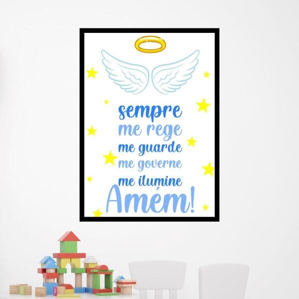 Quadro Decorativo Oração - Anjo da Guarda Azul - 1