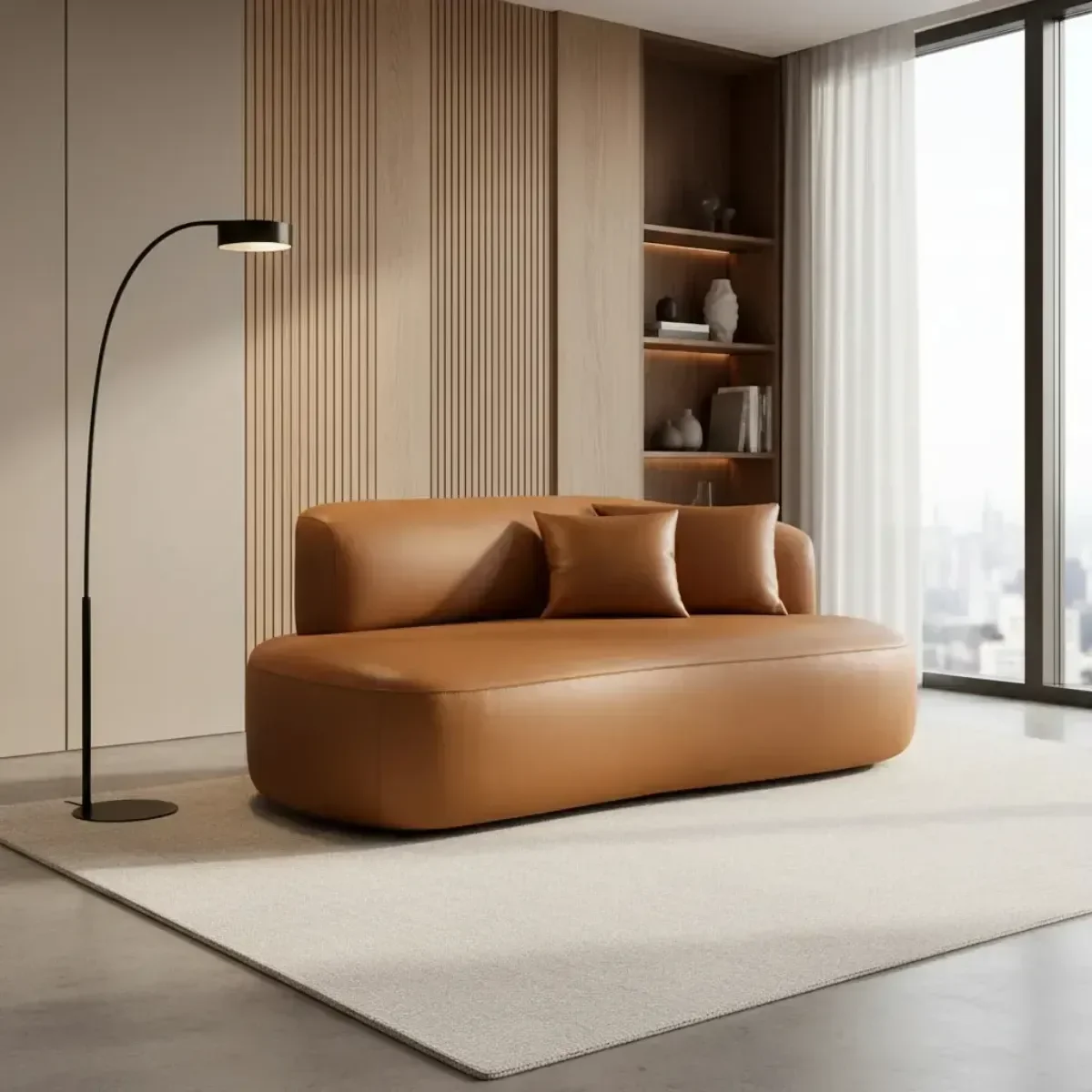 Ver imagem 2 de Sofá Orgânico Versátil Abby 210 Cm - Zahav Estofados:bouclê/courino Sintético Marrom