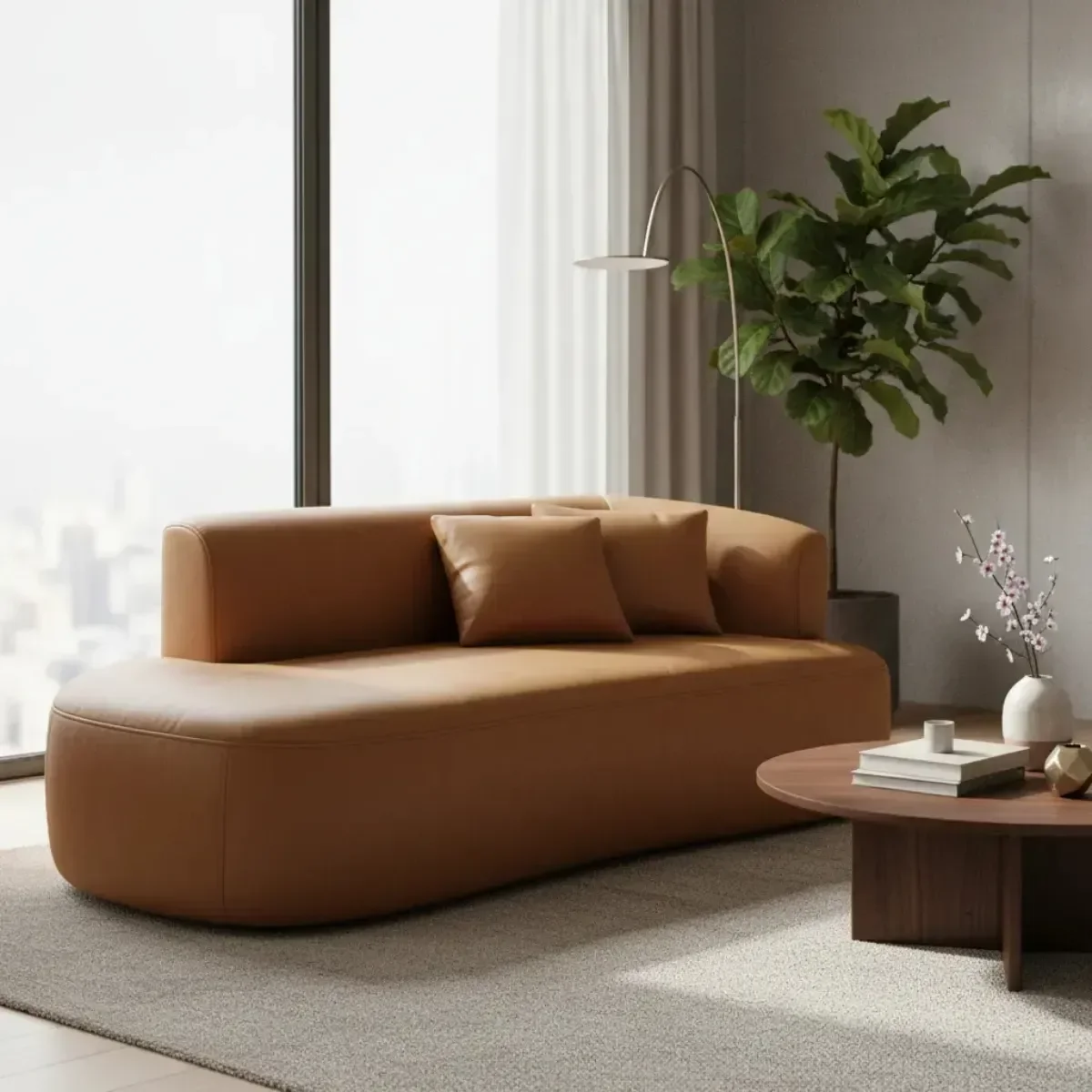 Ver imagem 4 de Sofá Orgânico Versátil Abby 210 Cm - Zahav Estofados:bouclê/courino Sintético Marrom
