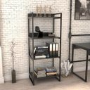Ver imagem 2 de Kit 3 Estante Livreiro Prisma Estilo Industrial 60cm 4 Prateleiras C08 Preto Onix - Mpozenato