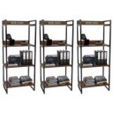 Ver imagem 1 de Kit 3 Estante Livreiro Prisma Estilo Industrial 60cm 4 Prateleiras C08 Nogal - Mpozenato