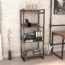 Ver imagem 2 de Kit 3 Estante Livreiro Prisma Estilo Industrial 60cm 4 Prateleiras C08 Nogal - Mpozenato
