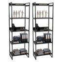 Ver imagem 1 de Kit 2 Estantes Livreiro Multiuso Prisma Estilo Industrial 60cm 5 Prateleiras C08 Preto Onix -