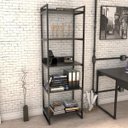 Ver imagem 2 de Kit 2 Estantes Livreiro Multiuso Prisma Estilo Industrial 60cm 5 Prateleiras C08 Preto Onix -