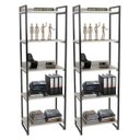 Ver imagem 1 de Kit 2 Estantes Livreiro Multiuso Prisma Estilo Industrial 60cm 5 Prateleiras C08 Snow - Mpozenato