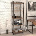 Ver imagem 2 de Kit 2 Estantes Livreiro Multiuso Prisma Estilo Industrial 60cm 5 Prateleiras C08 Nogal - Mpozenato