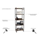 Ver imagem 4 de Kit 2 Estantes Livreiro Multiuso Prisma Estilo Industrial 60cm 5 Prateleiras C08 Nogal - Mpozenato