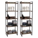 Ver imagem 1 de Kit 2 Estantes Livreiro Multiuso Prisma Estilo Industrial 60cm 5 Prateleiras C08 Nogal - Mpozenato