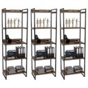 Ver imagem 1 de Kit 3 Estantes Livreiro Multiuso Prisma Estilo Industrial 60cm 5 Prateleiras C08 Nogal - Mpozenato