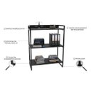 Ver imagem 4 de Kit 2 Estantes Livreiro Multiuso Prisma Estilo Industrial 80cm 3 Prateleiras C08 Preto Onix -