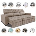 Ver imagem 3 de Sofá Retrátil e Reclinável 2.50m Molas Ensacadas e Costura Tripla Cama inBox Nobre Suede Bege