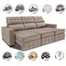 Sofá Retrátil e Reclinável 2.50m Molas Ensacadas e Costura Tripla Cama inBox Nobre Suede Bege - 3