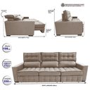 Ver imagem 2 de Sofá Retrátil e Reclinável 2.50m Molas Ensacadas e Costura Tripla Cama inBox Nobre Suede Bege
