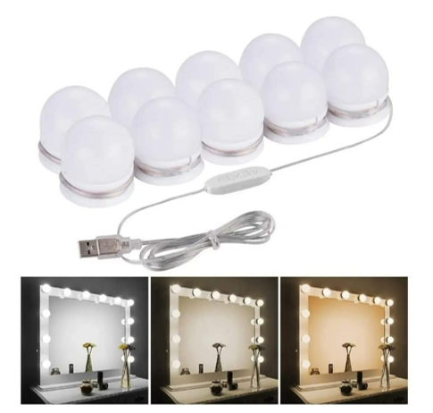 Kit com 10 Lâmpadas de Luz Led para Espelho Camarim