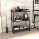 Ver imagem 2 de Kit 3 Estantes Livreiro Multiuso Prisma Estilo Industrial 80cm 3 Prateleiras C08 Preto Onix -