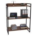 Ver imagem 3 de Kit 3 Estantes Livreiro Multiuso Prisma Estilo Industrial 80cm 3 Prateleiras C08 Nogal - Mpozenato