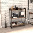 Ver imagem 2 de Kit 3 Estantes Livreiro Multiuso Prisma Estilo Industrial 80cm 3 Prateleiras C08 Nogal - Mpozenato