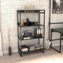 Ver imagem 2 de Kit 2 Estantes Livreiro Multiuso Prisma Estilo Industrial 80cm 4 Prateleiras C08 Preto Onix -
