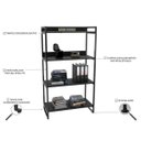 Ver imagem 4 de Kit 2 Estantes Livreiro Multiuso Prisma Estilo Industrial 80cm 4 Prateleiras C08 Preto Onix -