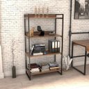 Ver imagem 2 de Kit 2 Estantes Livreiro Multiuso Prisma Estilo Industrial 80cm 4 Prateleiras C08 Nogal - Mpozenato