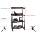 Ver imagem 4 de Kit 2 Estantes Livreiro Multiuso Prisma Estilo Industrial 80cm 4 Prateleiras C08 Nogal - Mpozenato