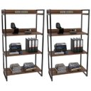 Ver imagem 1 de Kit 2 Estantes Livreiro Multiuso Prisma Estilo Industrial 80cm 4 Prateleiras C08 Nogal - Mpozenato
