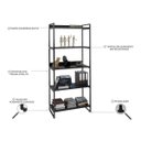 Ver imagem 4 de Kit 2 Estantes Livreiro Multiuso Prisma Estilo Industrial 80cm 5 Prateleiras C08 Preto Onix -