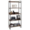Ver imagem 3 de Kit 2 Estantes Livreiro Multiuso Prisma Estilo Industrial 80cm 5 Prateleiras C08 Nogal - Mpozenato