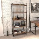 Ver imagem 2 de Kit 2 Estantes Livreiro Multiuso Prisma Estilo Industrial 80cm 5 Prateleiras C08 Nogal - Mpozenato