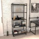 Ver imagem 2 de Kit 3 Estantes Livreiro Multiuso Prisma Estilo Industrial 80cm 5 Prateleiras C08 Preto Onix -
