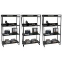 Ver imagem 1 de Kit 3 Estantes Livreiro Multiuso Prisma Estilo Industrial 80cm 4 Prateleiras C08 Preto Onix -