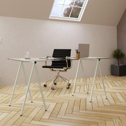 Escrivaninha de Vidro Itaim Cavalete Base Ferro Branco - Cor: Branco - 2