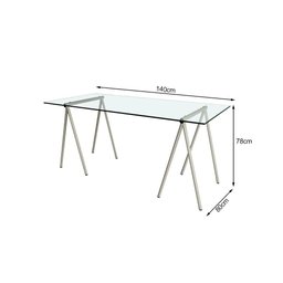 Escrivaninha de Vidro Itaim Cavalete Base Ferro Branco - Cor: Branco - 1