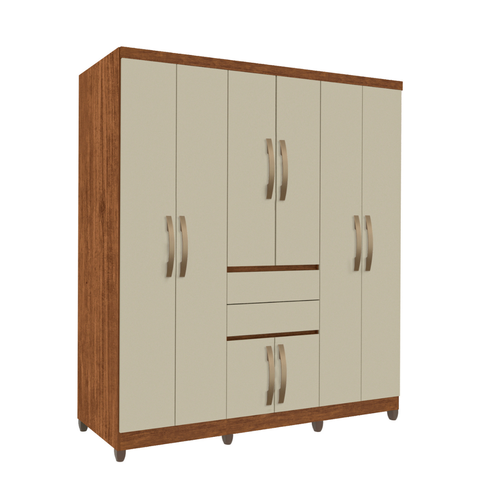 Guarda Roupa Casal 8 Portas 2 Gavetas Master Top Imop Cinamomo / Off White