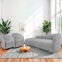 Ver imagem 2 de Kit Sofá Curvo França 180cm L.e e 2 Poltronas Luiza Max Conforto, Linho Cinza Claro