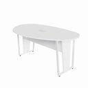 Ver imagem 7 de Mesa de Reunião Orgânica 180cm com Caixa de Tomadas Pés Metal Branco F5 Office